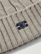 CELINE - Logo-Embroidered Cable-Knit Cashmere Beanie