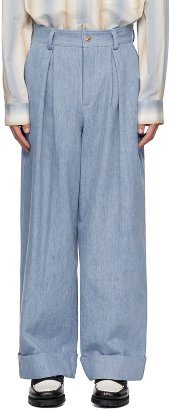 Photo: King & Tuckfield Blue Roll Cuff Chino Jeans