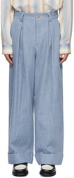 King & Tuckfield Blue Roll Cuff Chino Jeans