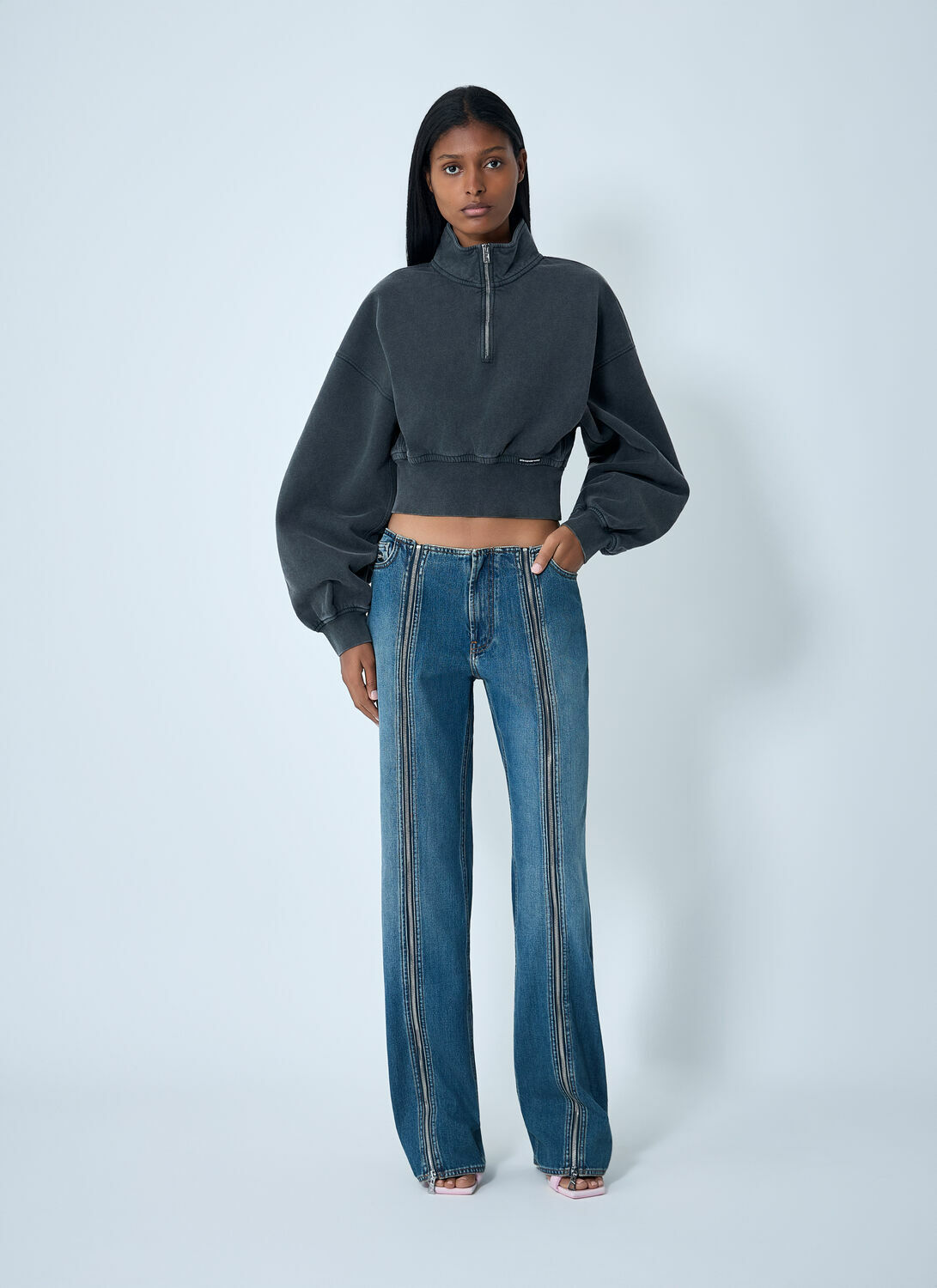 Alexander Wang Logo Motif Zip-Up Sweateshirt