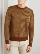 Loro Piana - Chevron Silk and Cashmere-Blend Sweater - Brown