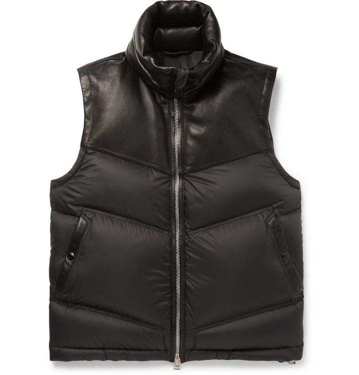 Photo: TOM FORD - Quilted Leather and Shell Down Gilet - Black