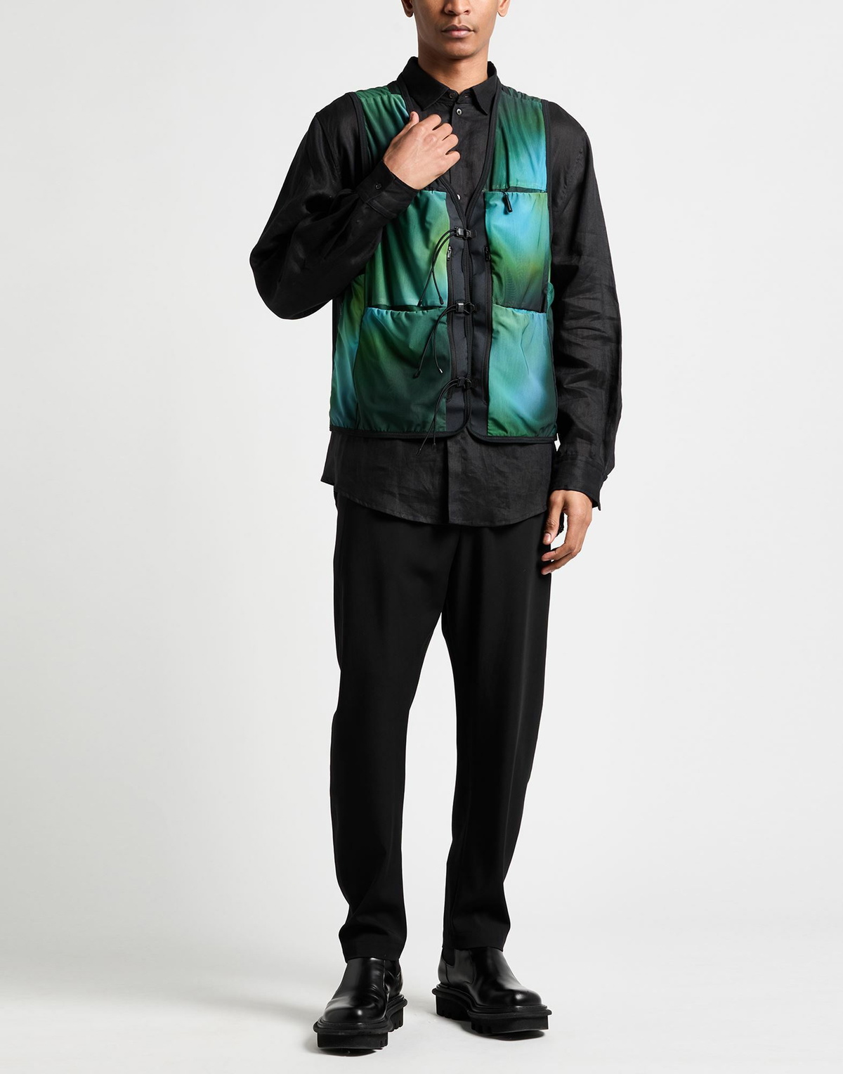Y-3 Mens Vest Dark in Green