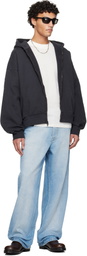 Fear of God ESSENTIALS Black Holiday Embroidered Classic Full Zip Hoodie