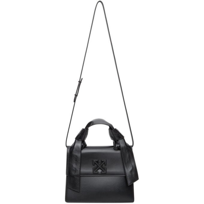 Off-White Jitney 2.8 Leather Top Handle Bag Black