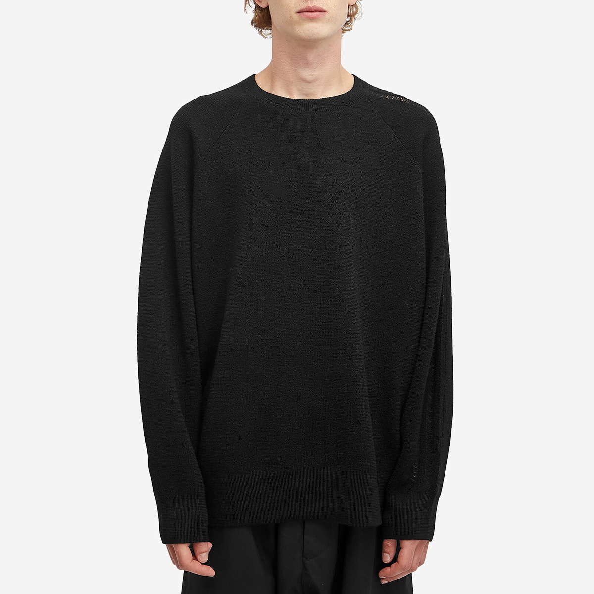 Y-3　「U TECH KNIT CREW SWEATER」 Y-3 Black Graphic Knit Sweater Y-3