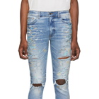 Amiri Indigo Paint Splatter Jeans