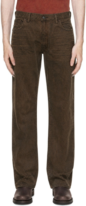 Photo: RRL Brown Slim Fit Five Pocket Jeans