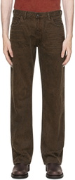RRL Brown Slim Fit Five Pocket Jeans