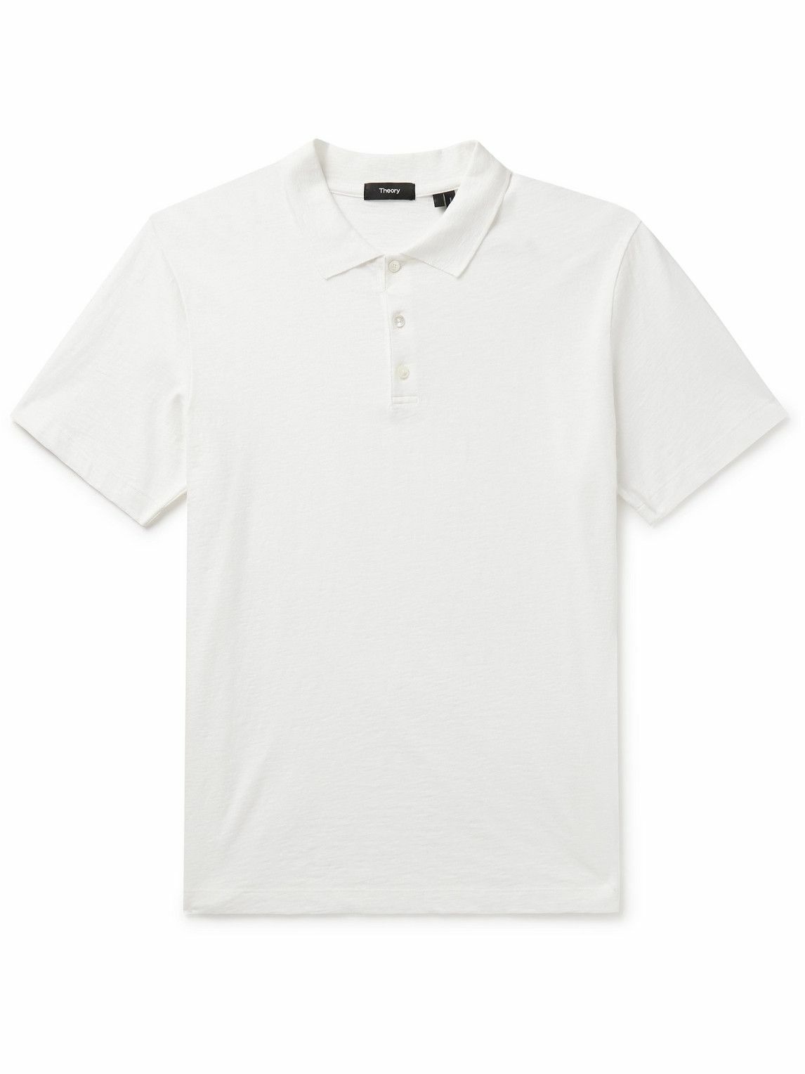 Photo: Theory - Bron Slub Cotton-Jersey Polo Shirt - White