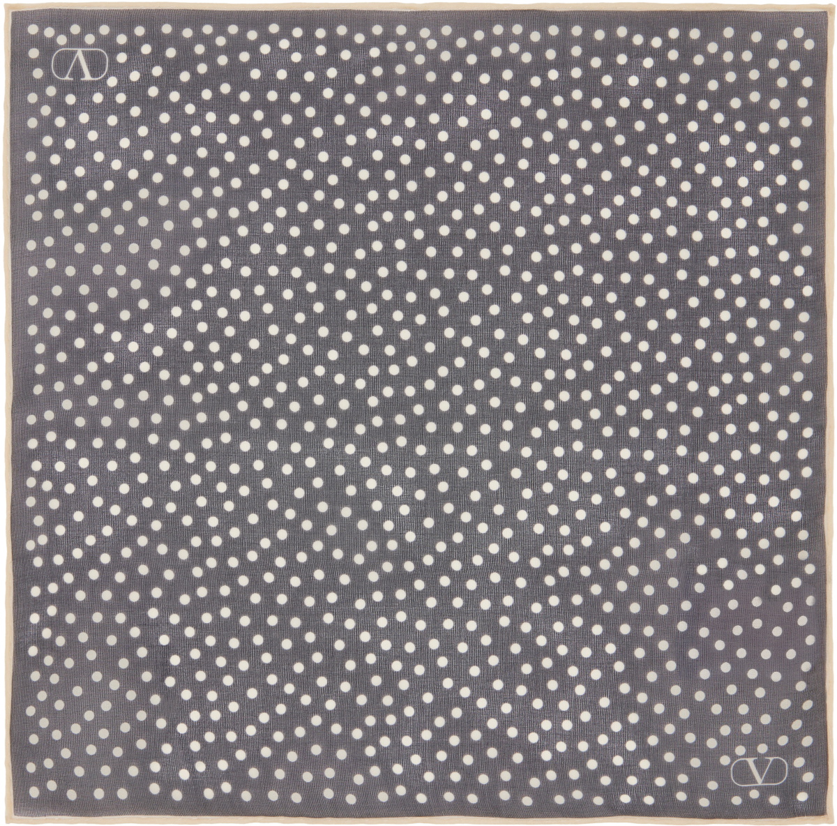 Valentino Garavani Black Chez Valentino Silk Pocket Square