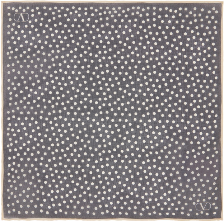 Photo: Valentino Garavani Black Chez Valentino Silk Pocket Square