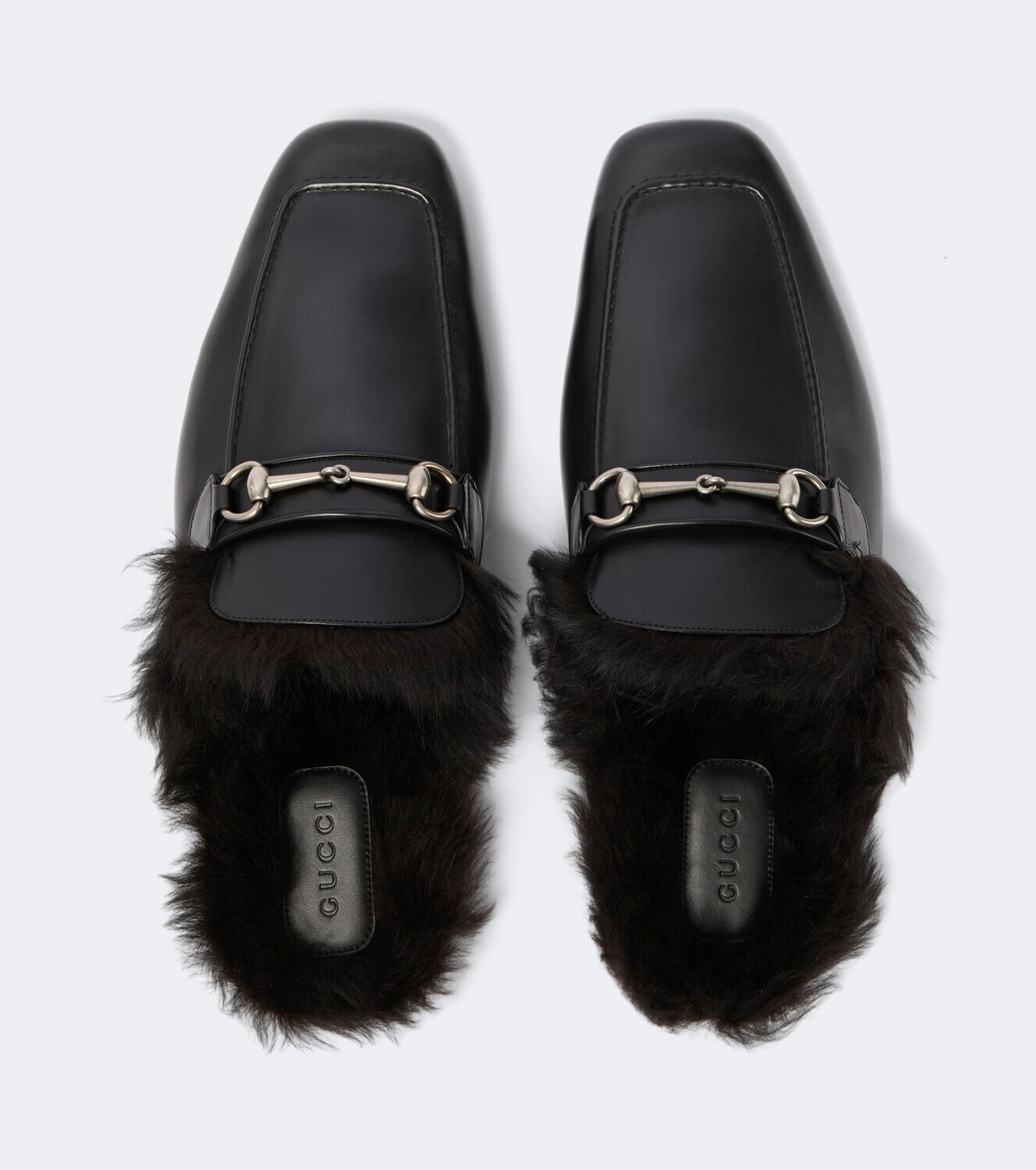 Gucci Horsebit shearling-lined leather mules