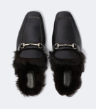 Gucci Horsebit shearling-lined leather mules
