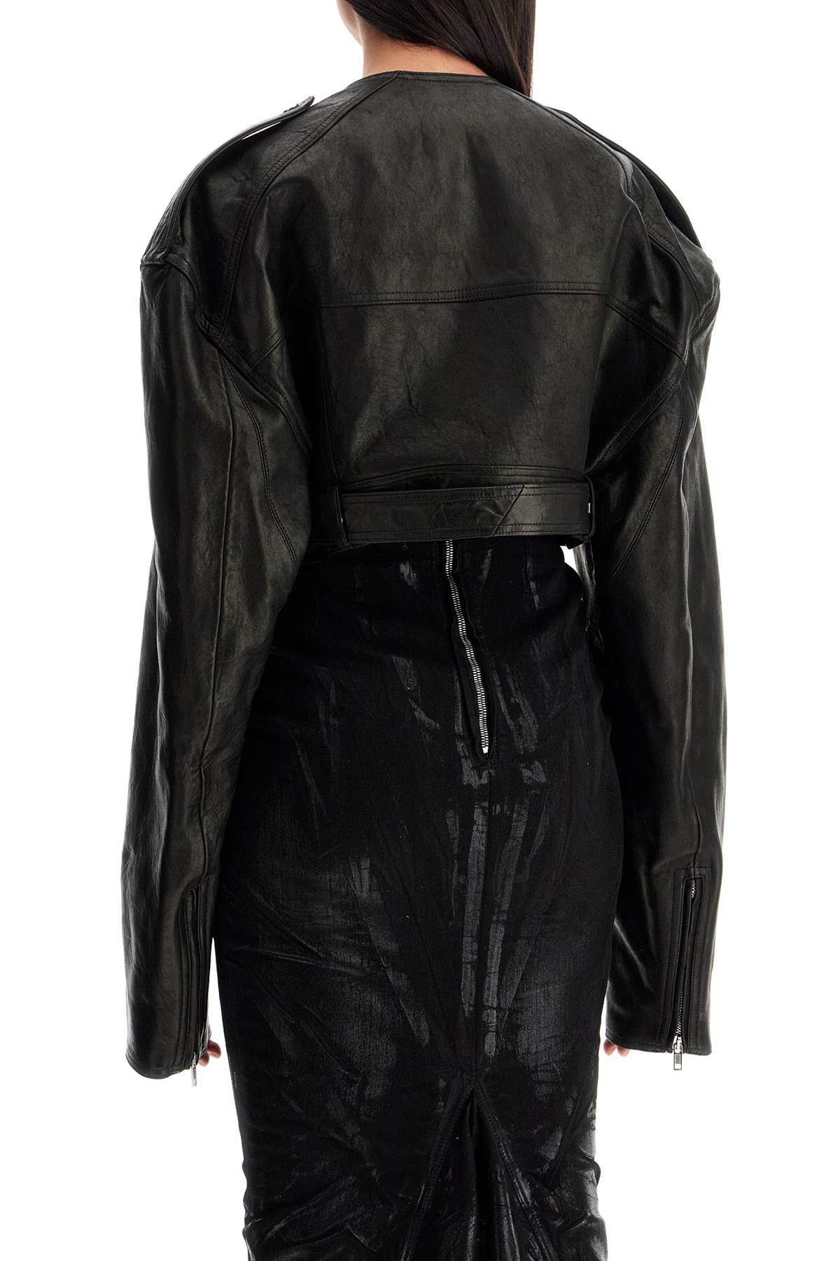 RICK OWENS micro biker nappa jacket in Black Rick Owens