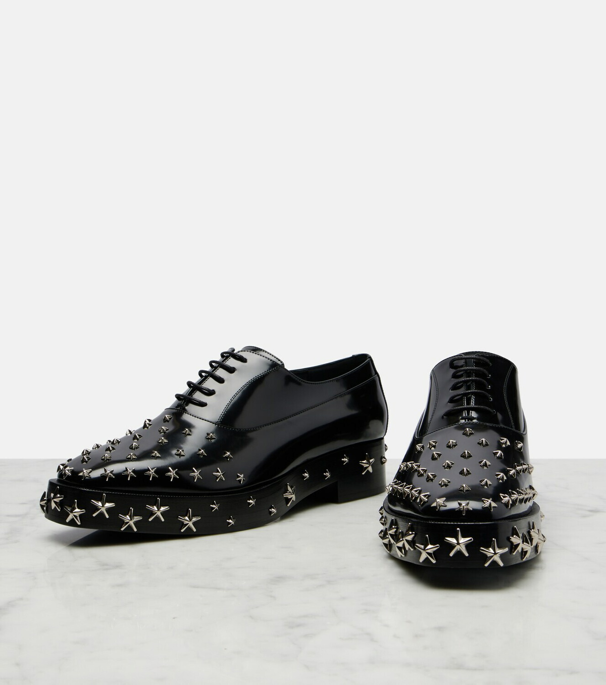 Noir Kei Ninomiya x Jimmy Choo embellished leather derby shoes