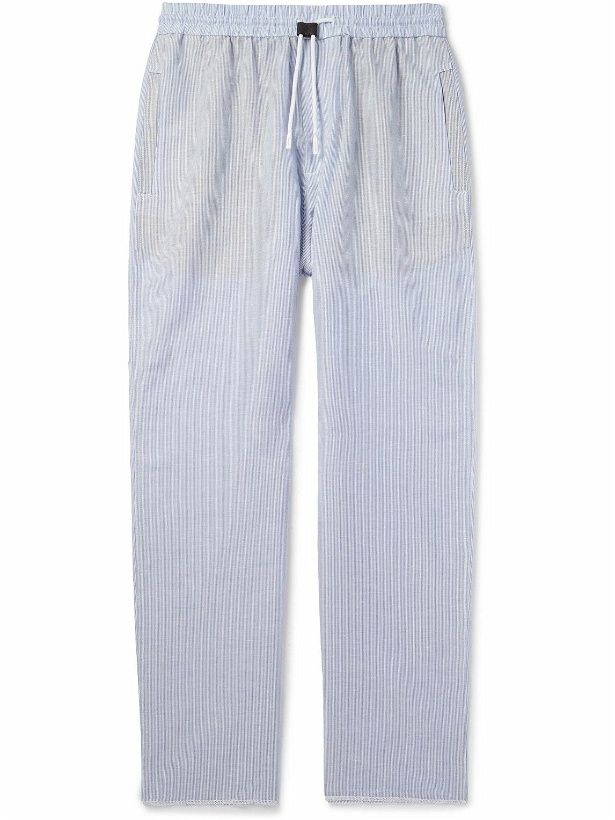 Photo: Loro Piana - Akanko Straight-Leg Striped Linen and Cotton-Blend Poplin Trousers - Blue