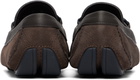 Ferragamo Brown Gancini Ornament Driver Loafers