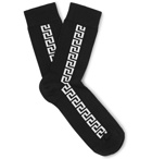 Versace - Logo-Intarsia Stretch Cotton-Blend Socks - Black