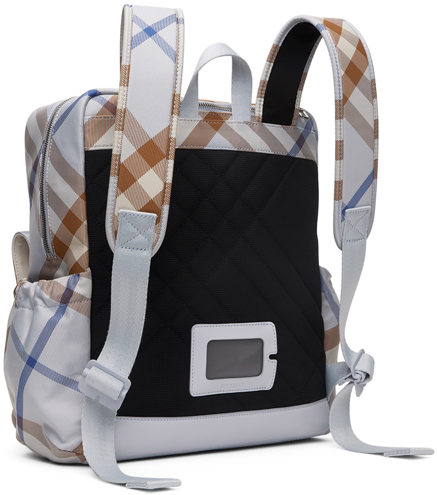 Burberry Kids Blue Check Nylon Backpack