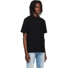 Versace Black Piquet Crystal Embroidered Knitted Collar Polo