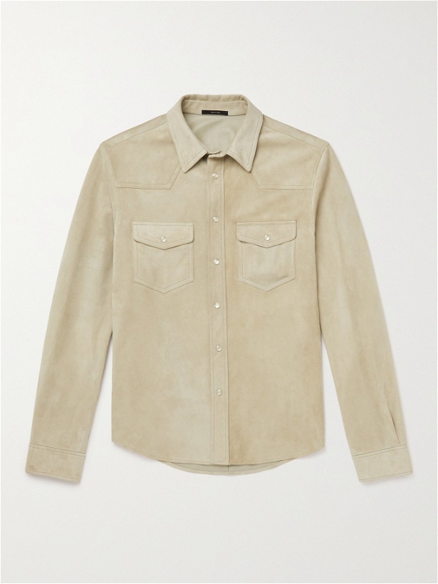 Photo: TOM FORD - Western Suede Shirt - Gray