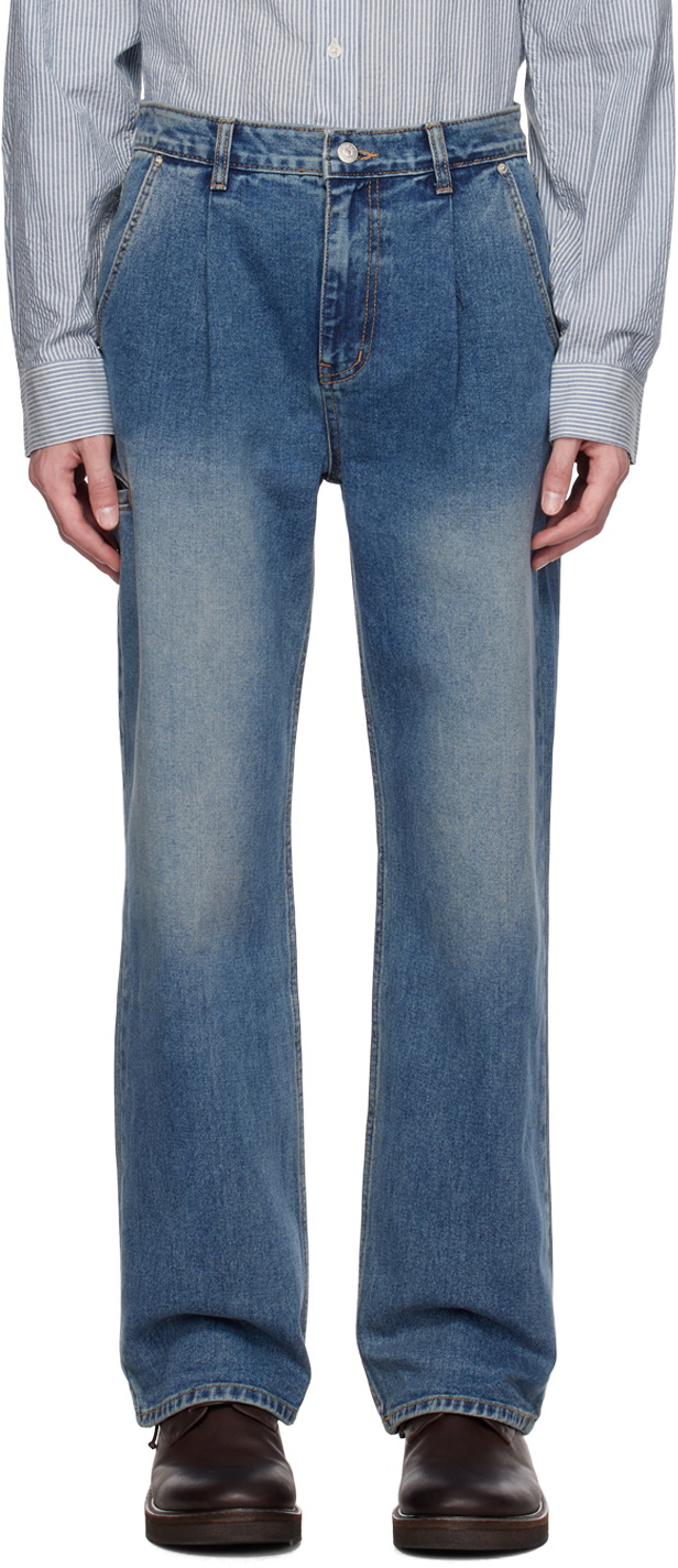 Dunst Blue Pleated Jeans