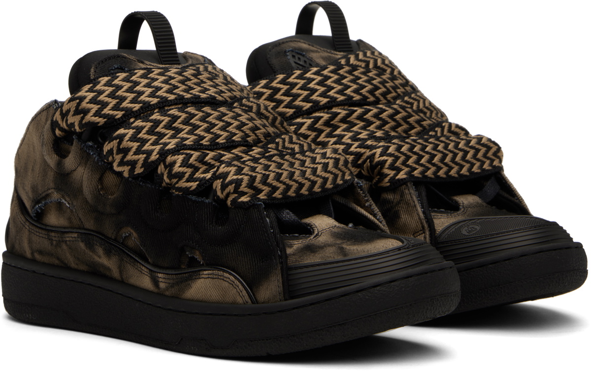 Lanvin Black & Brown Curb Washed Denim Sneakers