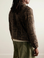 KAPITAL - Hacksaw Printed Fleece Half-Placket Sweatshirt - Brown
