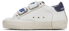 Golden Goose Baby White & Navy Old School Velcro Sneakers