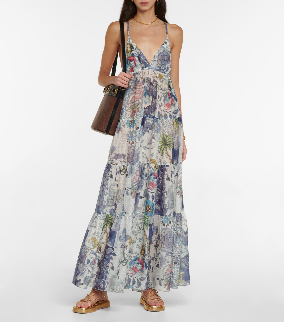 Etro - Floral cotton and silk maxi dress