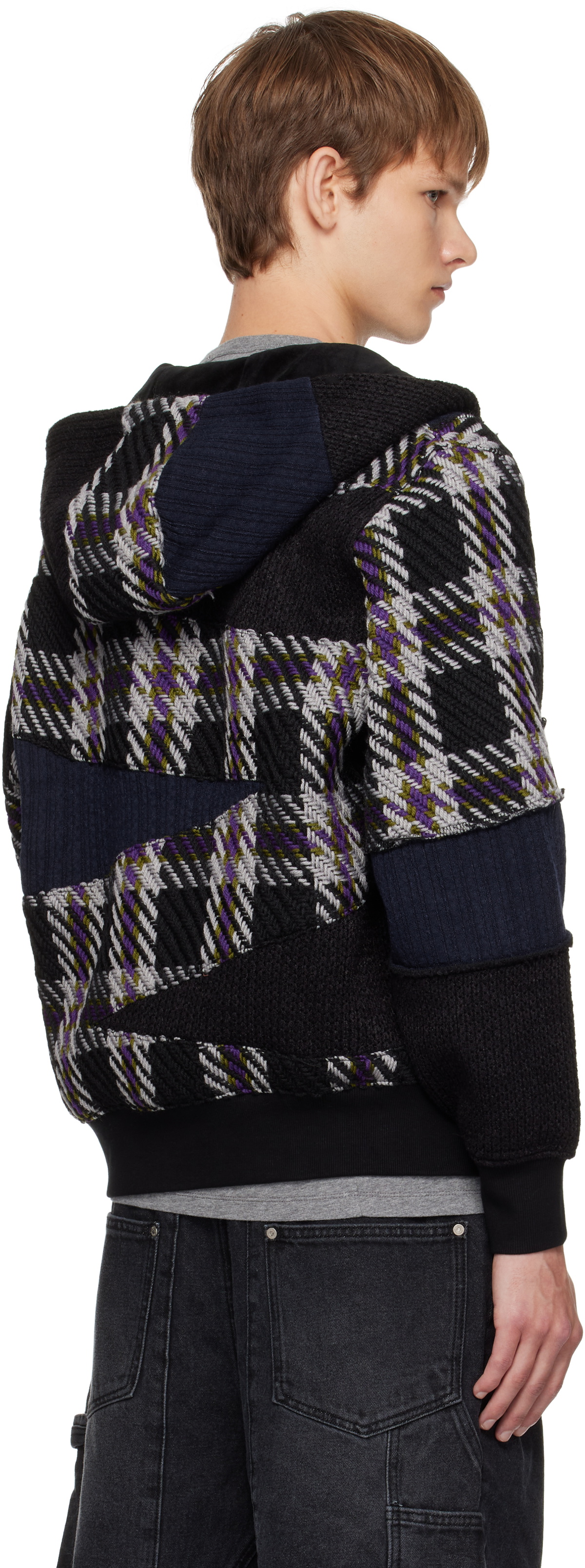 Andersson Bell Black Patchwork Zip-Up Hoodie