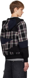 Andersson Bell Black Patchwork Zip-Up Hoodie