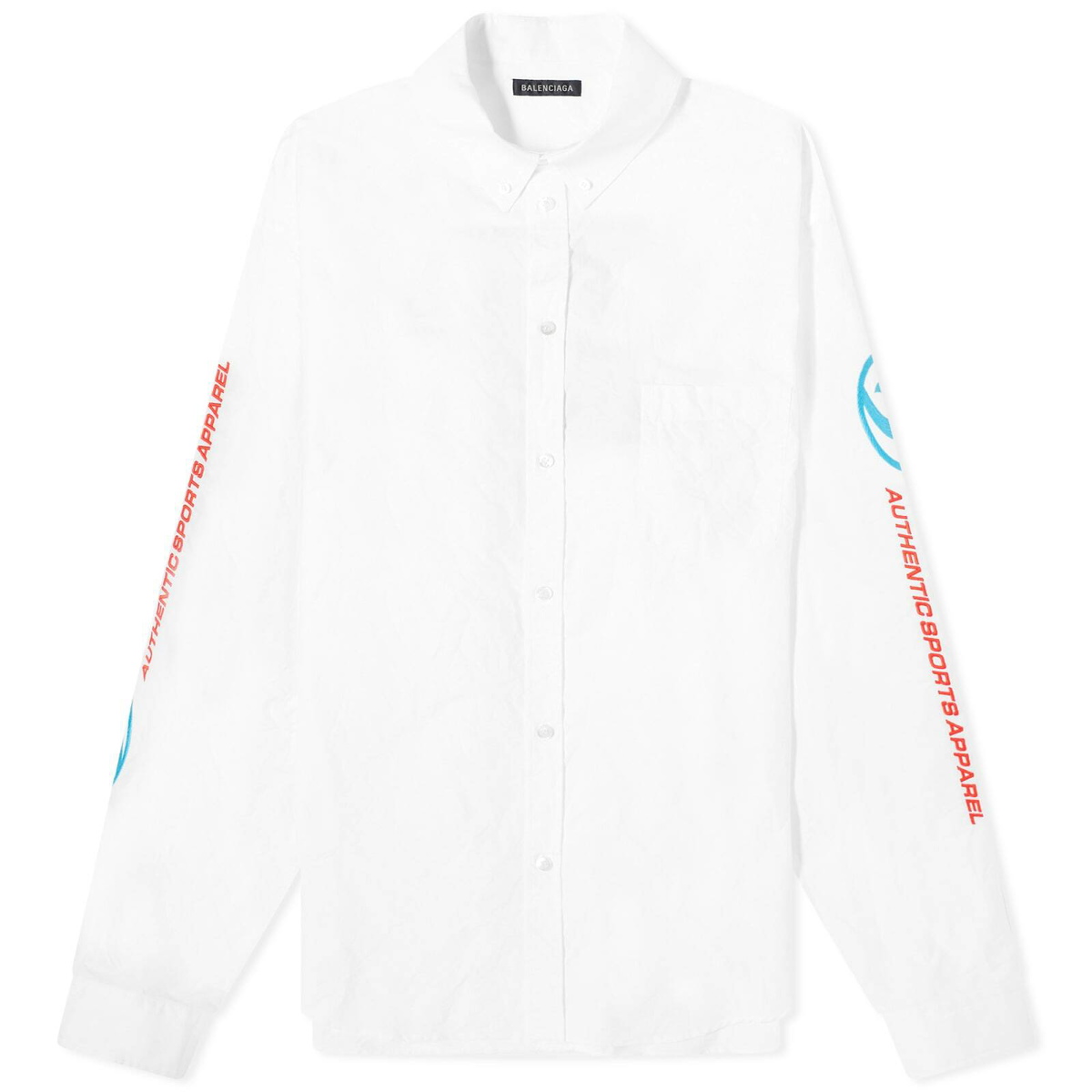 Photo: Balenciaga Men's Logo Button Down Shirt in White