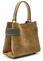 Brunello Cucinelli Mini Bead-embellished Suede top Handle bag - Dark Brown - One Size