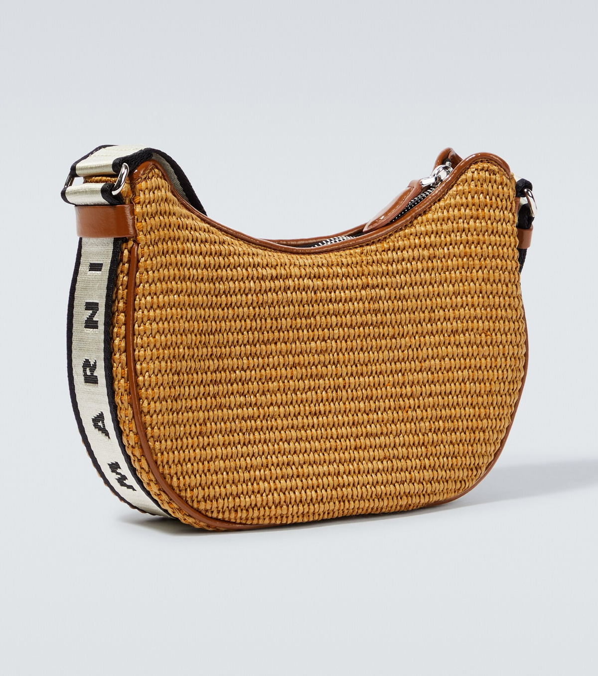 Small Tote in natural-coloured raffia-effect fabric