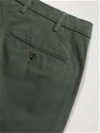 Canali - Slim-Fit Tapered Stretch-Cotton Jacquard Chinos - Green