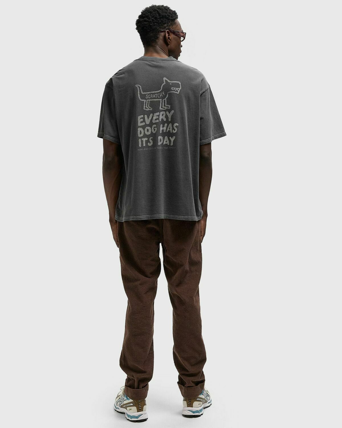 Nudie Jeans Koffe Scratched Tracks Tee Grey Mens Shortsleefe