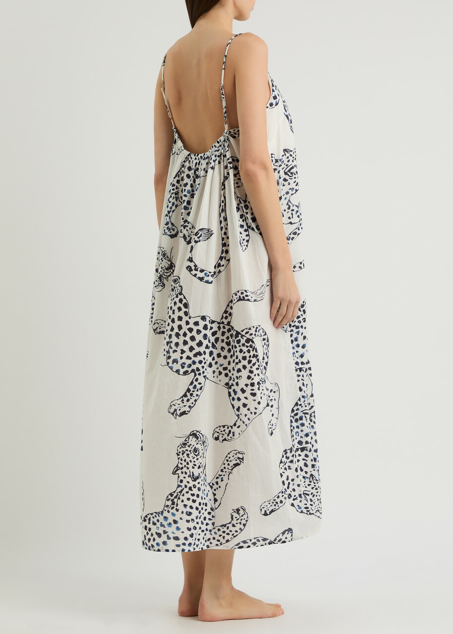 Desmond & Dempsey Jag Printed Cotton Nightdress Cream