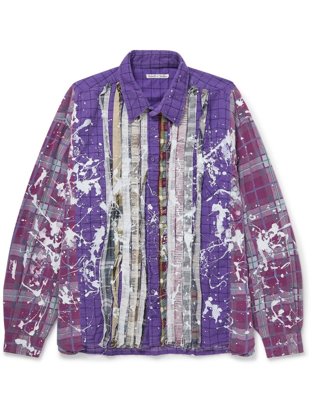 Photo: Needles - Paint-Splattered Patchwork Checked Cotton-Flannel Shirt