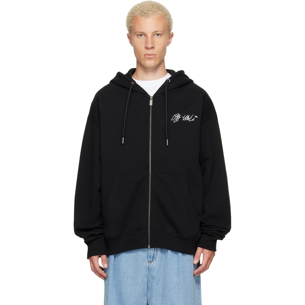 Off-White Black Mercy Scribble Skate Zip Hoodie