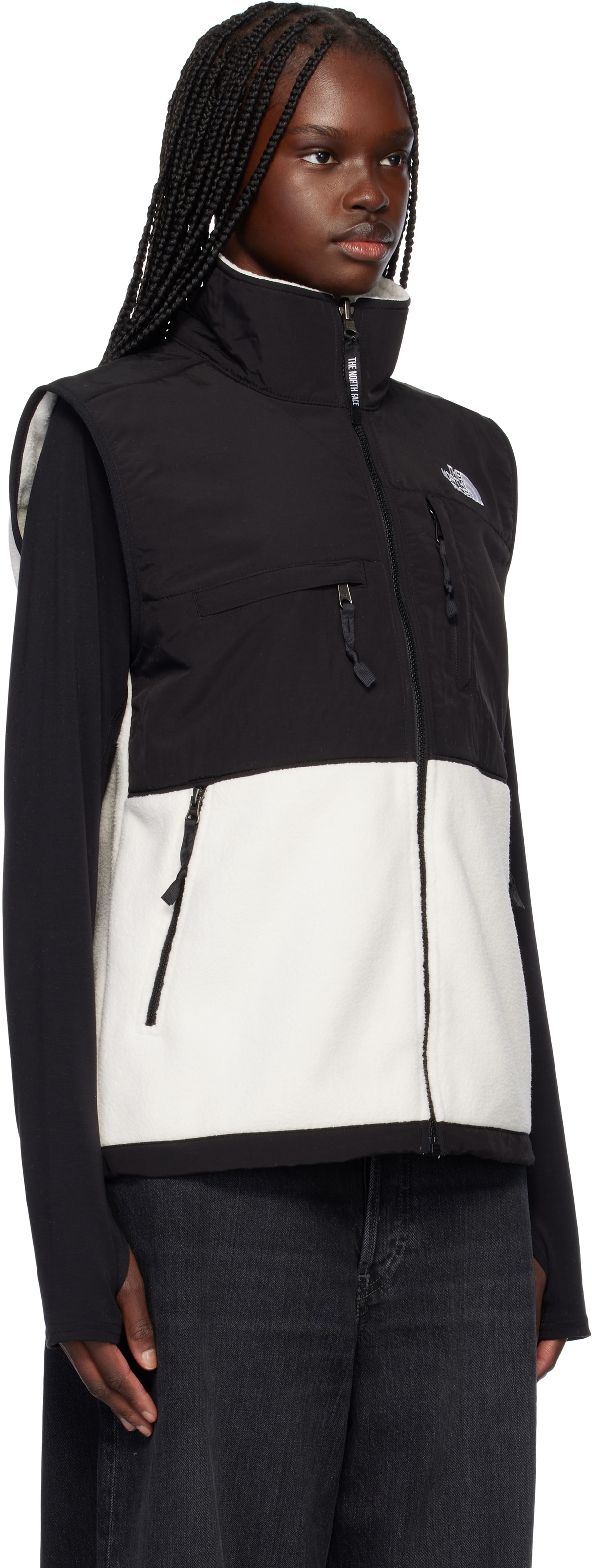 The North Face White & Black Retro Denali Vest