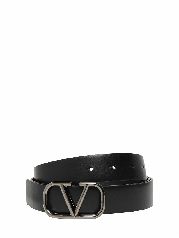 Photo: VALENTINO GARAVANI - 30mm Leather Belt W/ V Logo Buckle