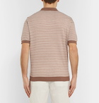 Altea - Striped Linen and Cotton-Blend Polo Shirt - Brown