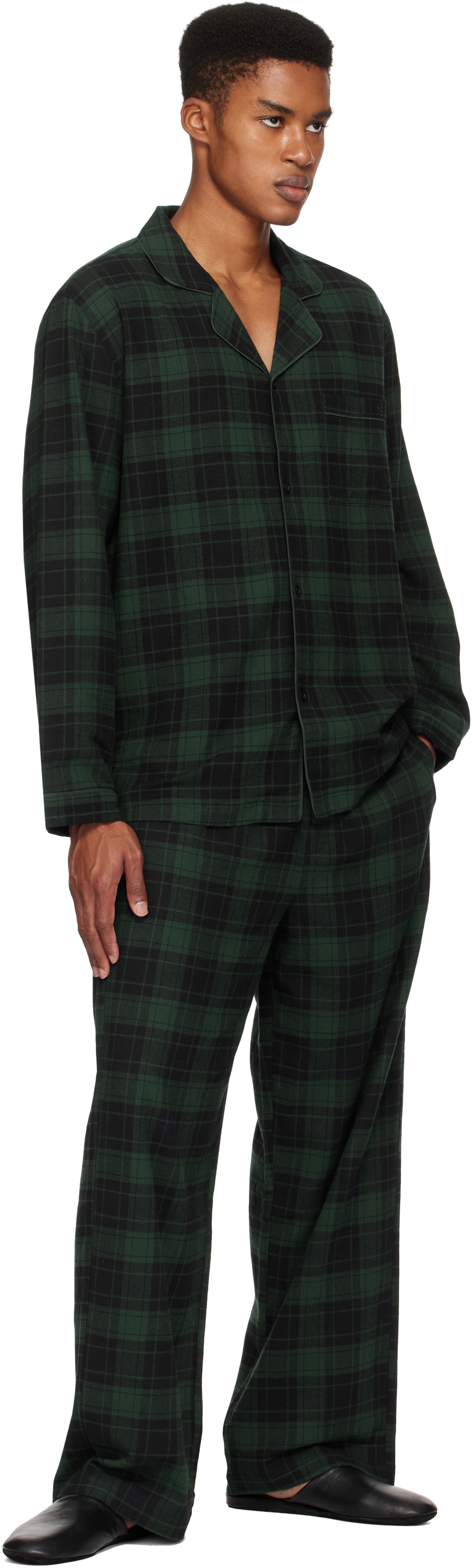 SKIMS Green Flannel Sleep Pyjama Set