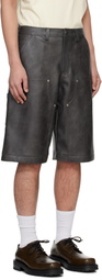 Andersson Bell Gray Double Knee Faux-Leather Shorts