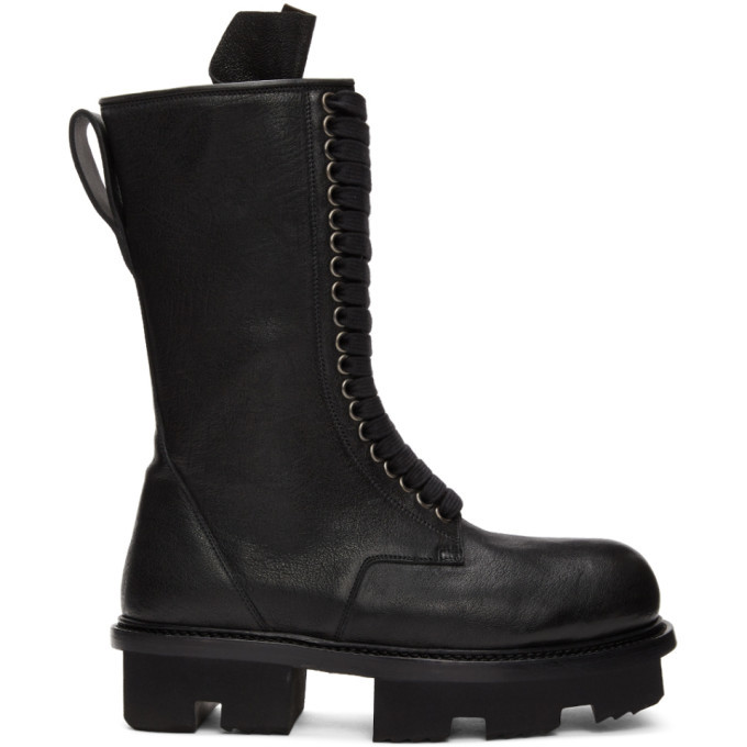 Rick Owens Black Double Zip Army Megatooth Boots