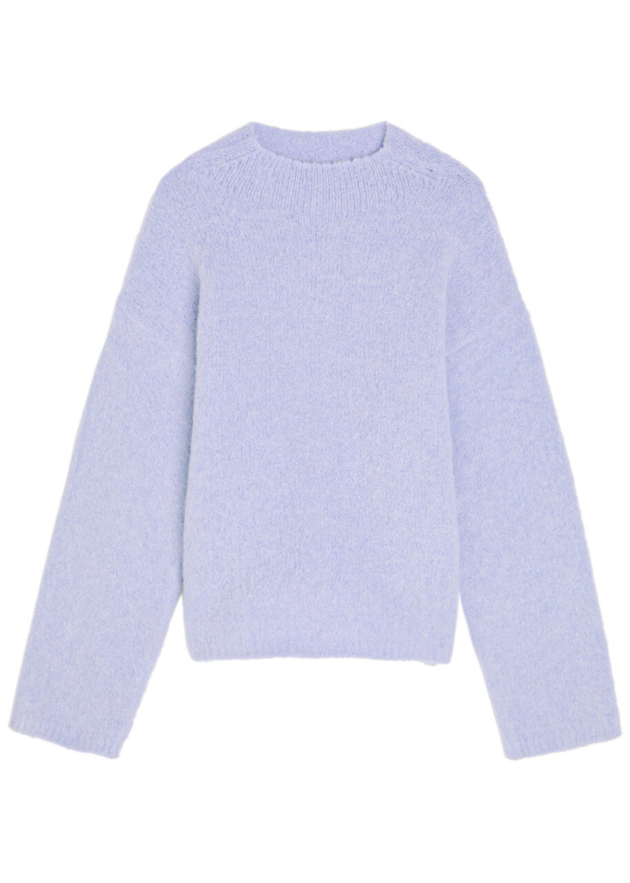 Forte_forte Mock-neck Brushed Wool-blend Jumper Lilac