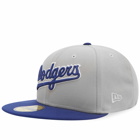 New Era LA Dodgers Retro Script 59Fifty Fitted Cap in Grey/Blue