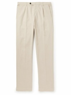 Massimo Alba - Straight-Leg Pleated Cotton-Blend Gabardine Trousers - Neutrals